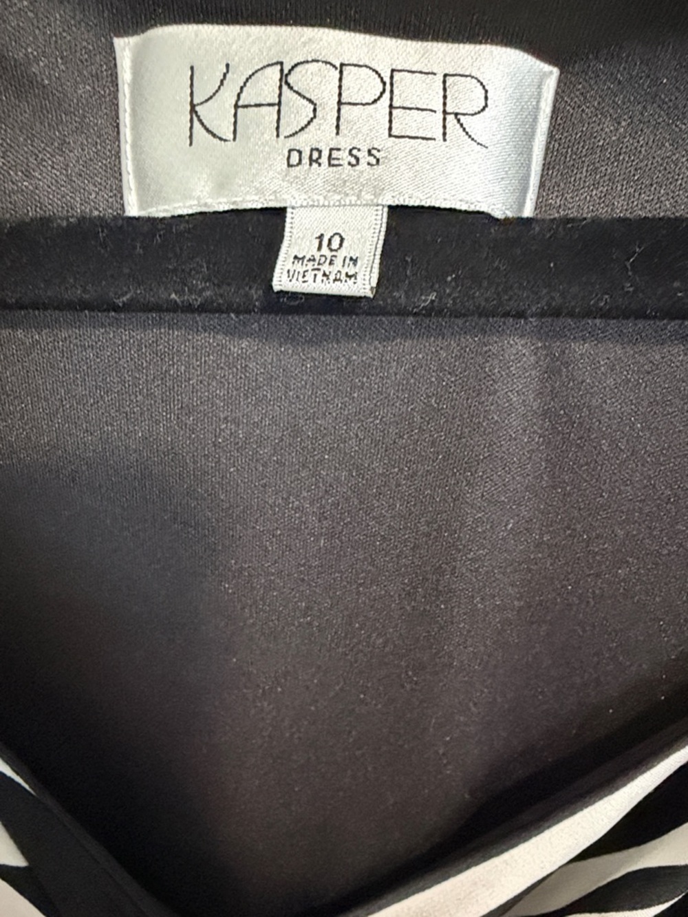 Kasper Black and White Striped V-Neck Maxi Dress - Picture 4 of 5